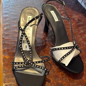 Black and White Strappy Heels